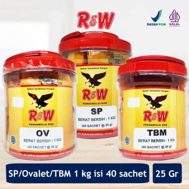 Emulsifier SP Ovalet TBM Pengemulsi Pelembut Pengembang Kue Roti Rajawali R&W RW 1 Kg Toples 25 gr i