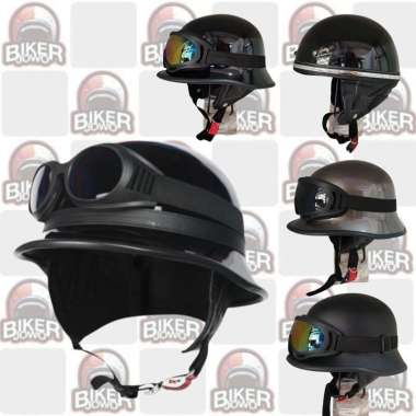 Helm Retro Navy Cruiser Open Face Helmet Millitary Black - White Nazi Grey