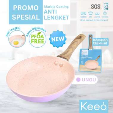 Keeo 16 cm Wajan Penggorengan Anti Lengket Marble Granit (Frypan) Ungu
