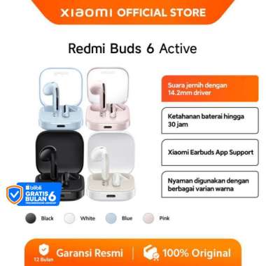 Xiaomi Redmi Buds 6 Active | Google Fast Pair | Baterai Hingga 30 Jam | Audio Spasial | IPX 4 [Offic