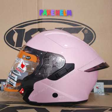 HELM INK TERRA 2 SOLID PINK HALF FACE DOUBLE VISOR M