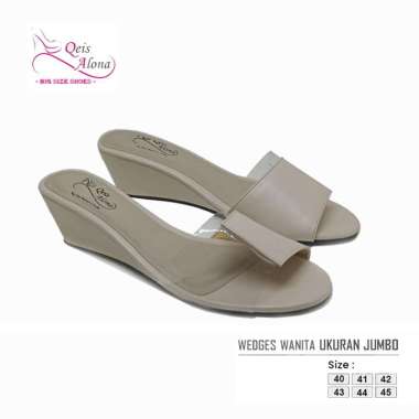 Qeis Alona | Sandal Wanita Selop Wedges Casual Pesta Big Size Jumbo 40-45 42