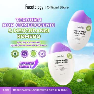 Facetology Bundling Triple Care Sunscreen For Acne & Oily Skin SPF 40 PA+++ 40ML 2PCS