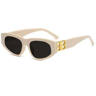 FG Kacamata Hitam Wanita Double B Logo Anti Uv Fashion Retro Vintage Frame Persegi Minimalis Kekinia