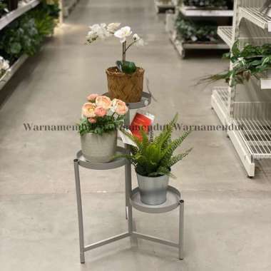 Stand Tanaman Dalam Luar Ruangan Dengan 3 Rak Pot Bahan Baja 58cm WMO IK6648 Hitam