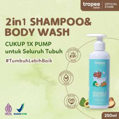 Tropee Bebe Shampoo & Body Wash 250ml | Sampo & Sabun Mandi Anak | Melembapkan Kulit