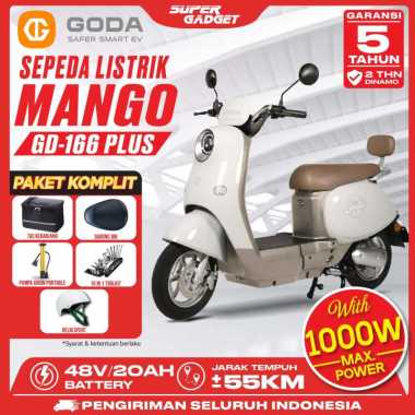 GODA 166 PLUS MANGO Sepeda Listrik 48V 20AH Garansi Resmi Paket Komplit Pink