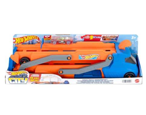Hot Wheels Toy Car, Truck, Hauler & Track with 1:64 Scale HYT83