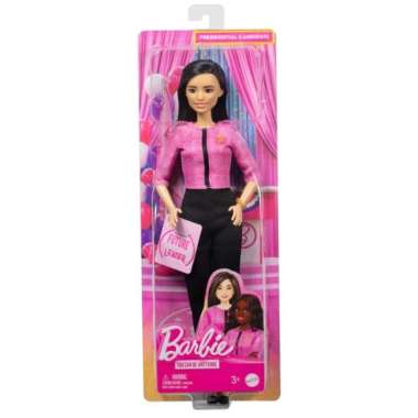 Barbie Future Leader Doll With Black Hair, 2 Golden Bracelets & Pin, Includes Sticker HXN97