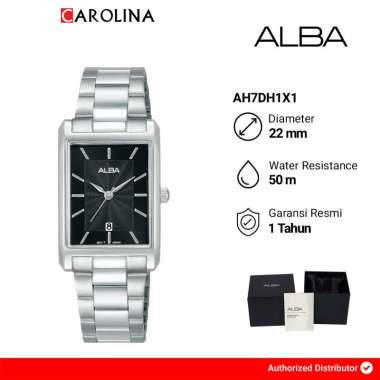 Jam Tangan Wanita ALBA AH7DH1X1 Black Dial Stainless Steel Strap