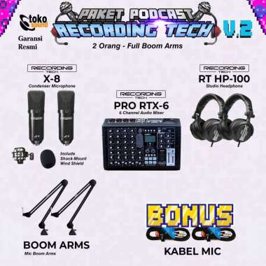 PAKET PODCAST RECORDING TECH V2 2 ORANG - PRO RTX8 - RECORDING TECH X8 FULL DESK STAND