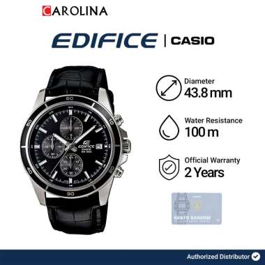 Jam Tangan Pria Casio Edifice EFR-526L-1A Chronograph Black Dial Black Leather Band
