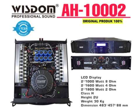 Wisdom AH10002 Amplifier Power 2-Channel Wisdom AH 10002