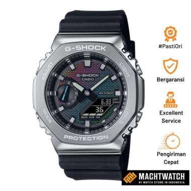 Jam Tangan Pria Casio G-Shock GM-2100RW-1AJF CasiOak Rainbow Brick Wall Analog Digital Dial Black Re