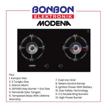 Modena Kompor Tanam Gas 2 Tungku BH 4727 / BH4727 Gas Hob