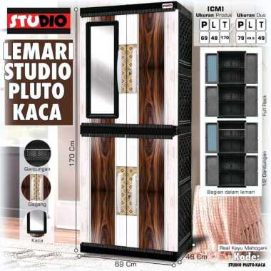 Lemari Plastik Studio 2 Pintu Kaca Full Rak