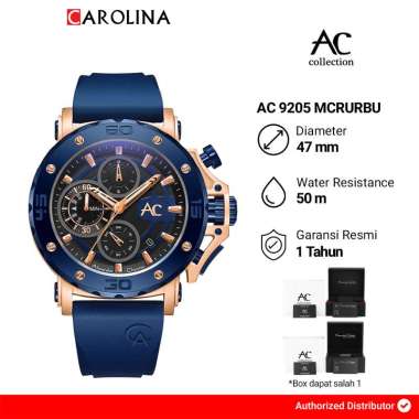 Jam Tangan Pria Alexandre Christie Collection AC 9205 MCRURBU Chronograph Blue Dial Blue Rubber Stra