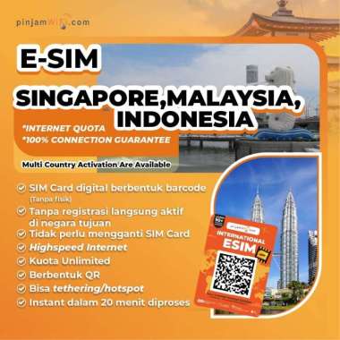Pinjam Wifi Esim SG Total Kuota - Singapore Malaysia Indonesia Unlimited 3 Hari