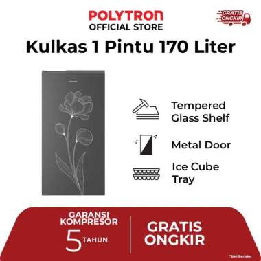 POLYTRON Kulkas 1 Pintu Metallic Series 170 Liter - PRB 177TY