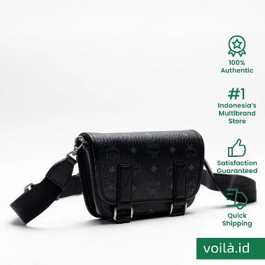 MCM Mini Aren Visetos Monogram Messenger Bag Black Black