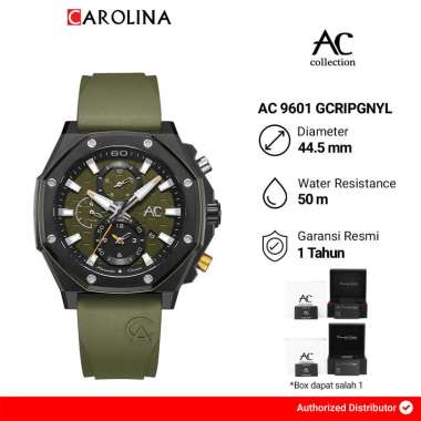 Jam Tangan Pria Alexandre Christie Collection AC 9601 GCRIPGNYL Chronograph Green Dial Green Rubber 