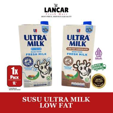 Promo Harga Ultra Milk Susu UHT Low Fat Full Cream 1000 ml - Blibli