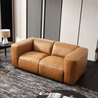 Dekoruma Tenzo OWEN Sofa 2 Seater Leather / Sofa Kulit 2 Dudukan