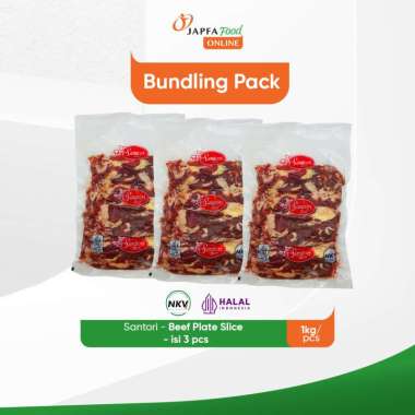 Santori Beef Slice Premium AUS / Daging Sapi / Short Beef Plate 1000 gr / 1kg - Bundling Isi 3 Pack