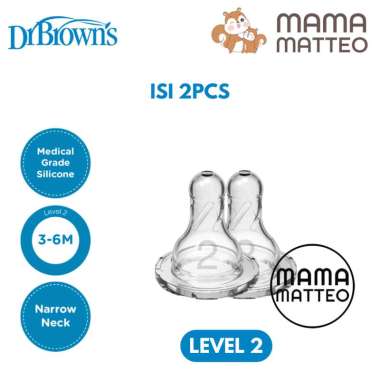 DR BROWN'S Nipple Narrow Neck Options 2pcs / Dot Nipple Botol Susu Bayi / Dr Browns BANDUNG Dot NN L