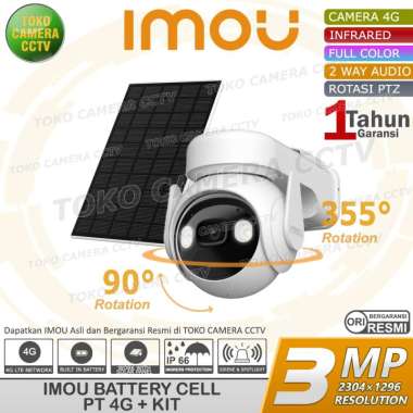 CAMERA CCTV 4G OUTDOOR PTZ IMOU CELL PT 3MP KAMERA CCTV PINTAR BERSUARA BERWARNA DENGAN SOLAR PANEL 