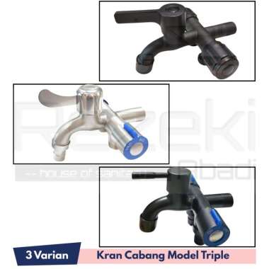 Kran Cabang Stainless Sus304 Model Triple Kran Shower Model 3 Cabang Kran Kamar Mandi Silver