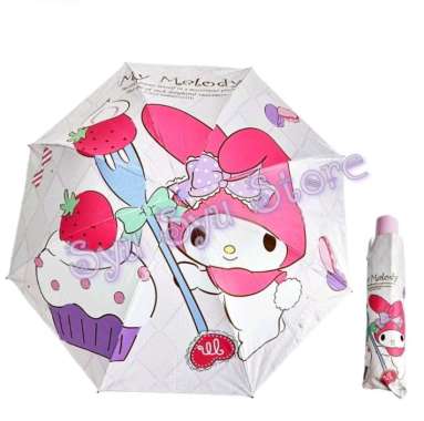 Payung Lipat Manual Cinnamoroll Hello Kitty My Melody Kuromi Stella Doraemon New My Melody
