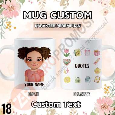 Mug Keramik Custom Karakter Perempuan – Tanpa Hijab 18 Packing standar