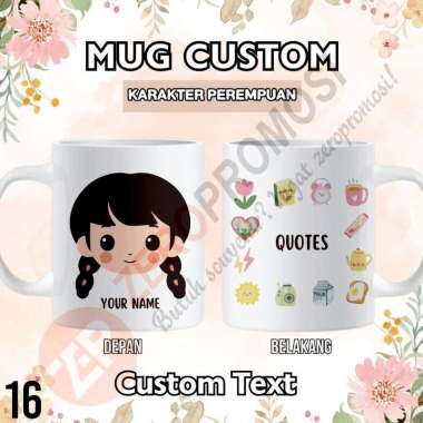 Mug Keramik Custom Karakter Perempuan – Tanpa Hijab 16 Packing standar