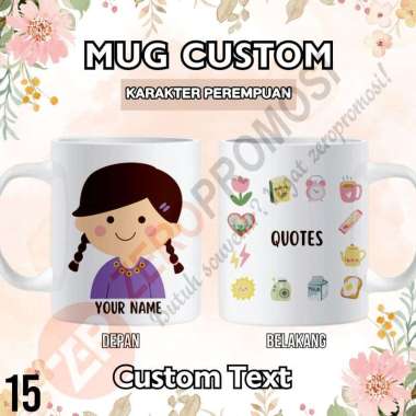 Mug Keramik Custom Karakter Perempuan – Tanpa Hijab 15 Packing standar