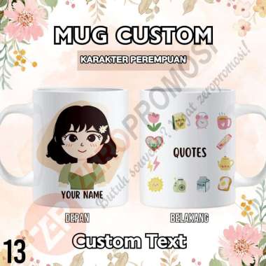Mug Keramik Custom Karakter Perempuan – Tanpa Hijab 13 Packing standar