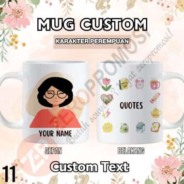 Mug Keramik Custom Karakter Perempuan – Tanpa Hijab 11 Packing standar