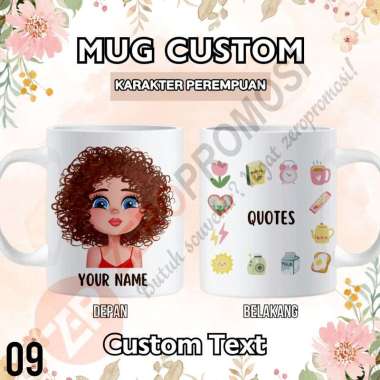 Mug Keramik Custom Karakter Perempuan – Tanpa Hijab 09 Packing standar