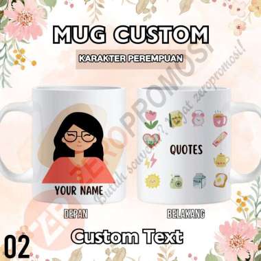 Mug Keramik Custom Karakter Perempuan – Tanpa Hijab 02 Packing standar