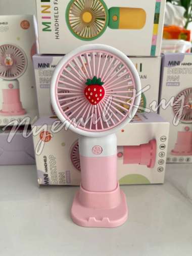 KIPAS ANGIN GENGGAM MINI FAN - KIPAS MINI PORTABLE KARAKTER BUNGA BUAH STRAWBERRY