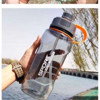 BOTOL MINUM SPROT JUMBO 2 LITER/2000 ML TRANSPARANT BOTOLMINUM SEDOTAN Hitam