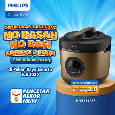 Philips Rice Cooker Magicom 1.8 L - 3000 Premium Series HD3211/32 - Gold - Bakuhanseki Inner Pot - Anti lengket - FreshDefense Technology