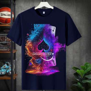 Baralack Distro Neon Poker Remi Streetstyle T-shirt Kaos Lengan Pendek Pria & Wanita - DT3006 Jamina