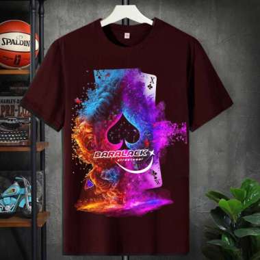 Baralack Distro Neon Poker Remi Streetstyle T-shirt Kaos Lengan Pendek Pria & Wanita - DT3006 Jamina