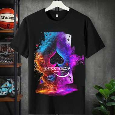 Baralack Distro Neon Poker Remi Streetstyle T-shirt Kaos Lengan Pendek Pria & Wanita - DT3006 Jamina