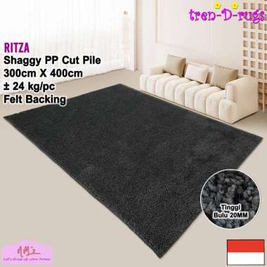 Tren-D-rugs Karpet shaggy jumbo polos aesthetic modern 300 cm x 400 cm permadani alas lantai ruang t