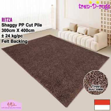 Tren-D-rugs Karpet shaggy jumbo polos aesthetic modern 300 cm x 400 cm permadani alas lantai ruang t