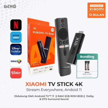 Xiaomi Mi TV Stick 4K UHD Android TV Stick Android 11 Garansi Resmi +Battery 4K