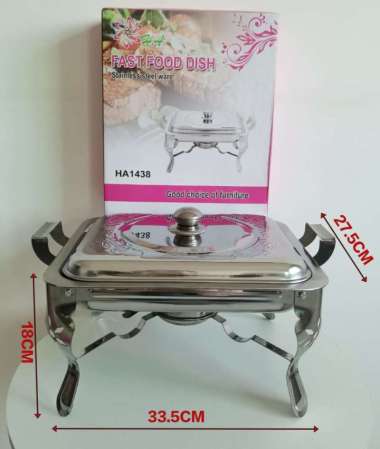 Warmer Square Pan Chafing Dish Tebal Tempat Makanan Prasmanan Jumbo 2 Kompor Api Pemanas Wadah Saji 