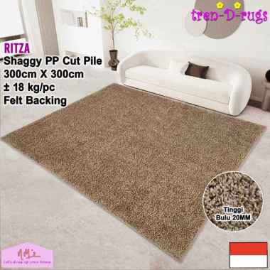 Tren-D-rugs Karpet shaggy kotak persegi jumbo polos estetik modern 300 cm x 300 cm permadani alas ru